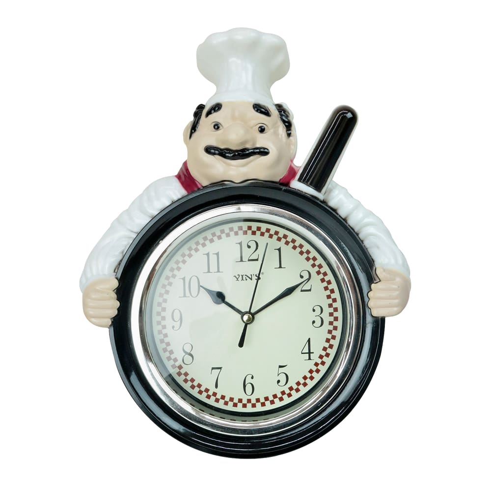 Relógio De Parede Continuo Cozinheiro Chef De Plástico