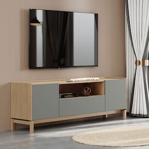 Rack 2 Portas 1 Gaveta Barcelona Madeira Maciça e MDF 2154VZ Oak Ferrolack Finestra