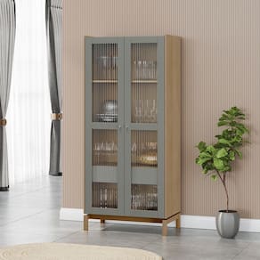Cristaleira 1,80 2 Portas 1 Gaveta Barcelona Madeira Maciça 2157VZ Oak Ferrolack Finestra
