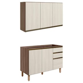 Armario Aereo Balcao Pia 120 Cm Mdf Kali Carvalho Toq Bianco