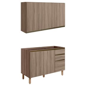 Armario Aereo Balcao Pia 120 Cm Mdf Kali Carvalho Toq.