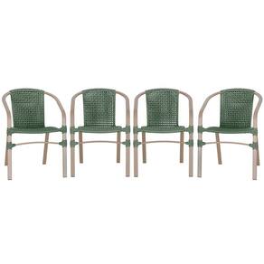 04 Cadeiras Floripa Aluminio Pintura Fendi Trama Verde