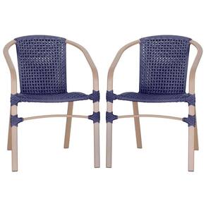 02 Cadeiras Floripa Aluminio Pintura Fendi Trama Azul