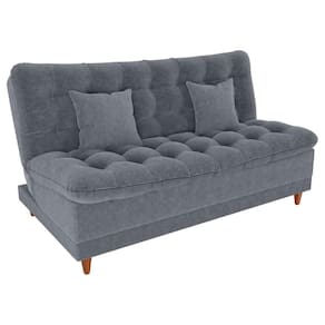 Sofa Cama 2 Lugares 185 Cm Duda Tecido Boucle F497 Cinza Milani Store Cinza
