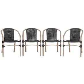 04 Cadeiras Floripa Aluminio Pintura Fendi Trama Preto