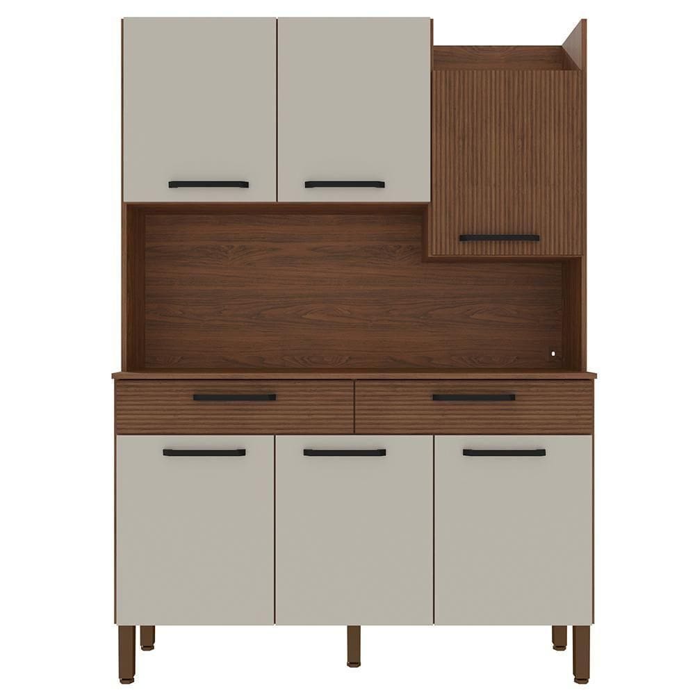 Kit Cozinha 6p 2g 132 Cm Modena Nogueira Ro Ktp Nogueira