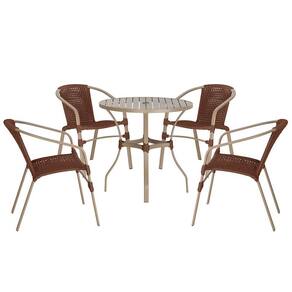 04 Cadeiras Floripa E Mesa Roma 100cm Fendi Trama Marrom