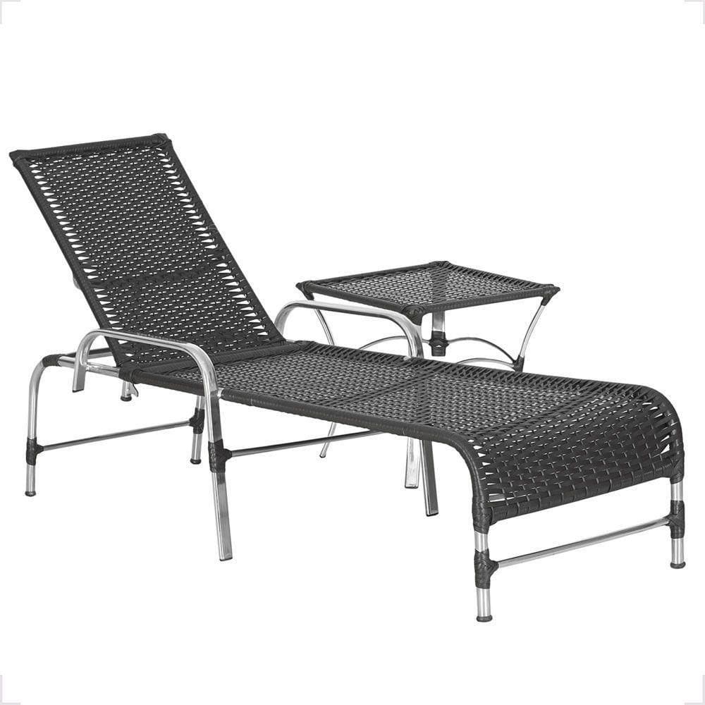1 Espreguiçadeira Catar E 1 Mesa Garden Alumínio E Fibra Preto