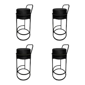 Kit 4 Banquetas Alta Redonda Base Preta Veludo Preto