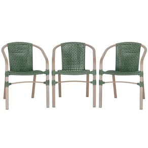 03 Cadeiras Floripa Alumínio Pintura Fendi Trama Verde