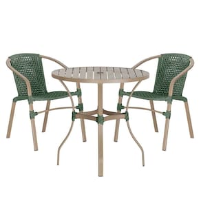 02 Cadeiras Floripa E Mesa Roma 100cm Fendi Trama Verde