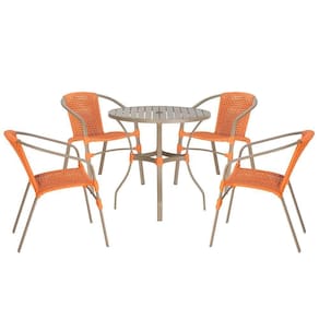 04 Cadeiras Floripa E Mesa Roma 100cm Fendi Trama Terra Cota