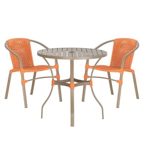02 Cadeiras Floripa E Mesa Roma 80cm Fendi Trama Terra Cota