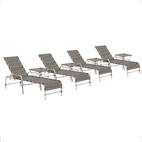 4 Espreguiçadeira Catar E 4 Mesa Garden Alumínio E Fibra Cappuccino