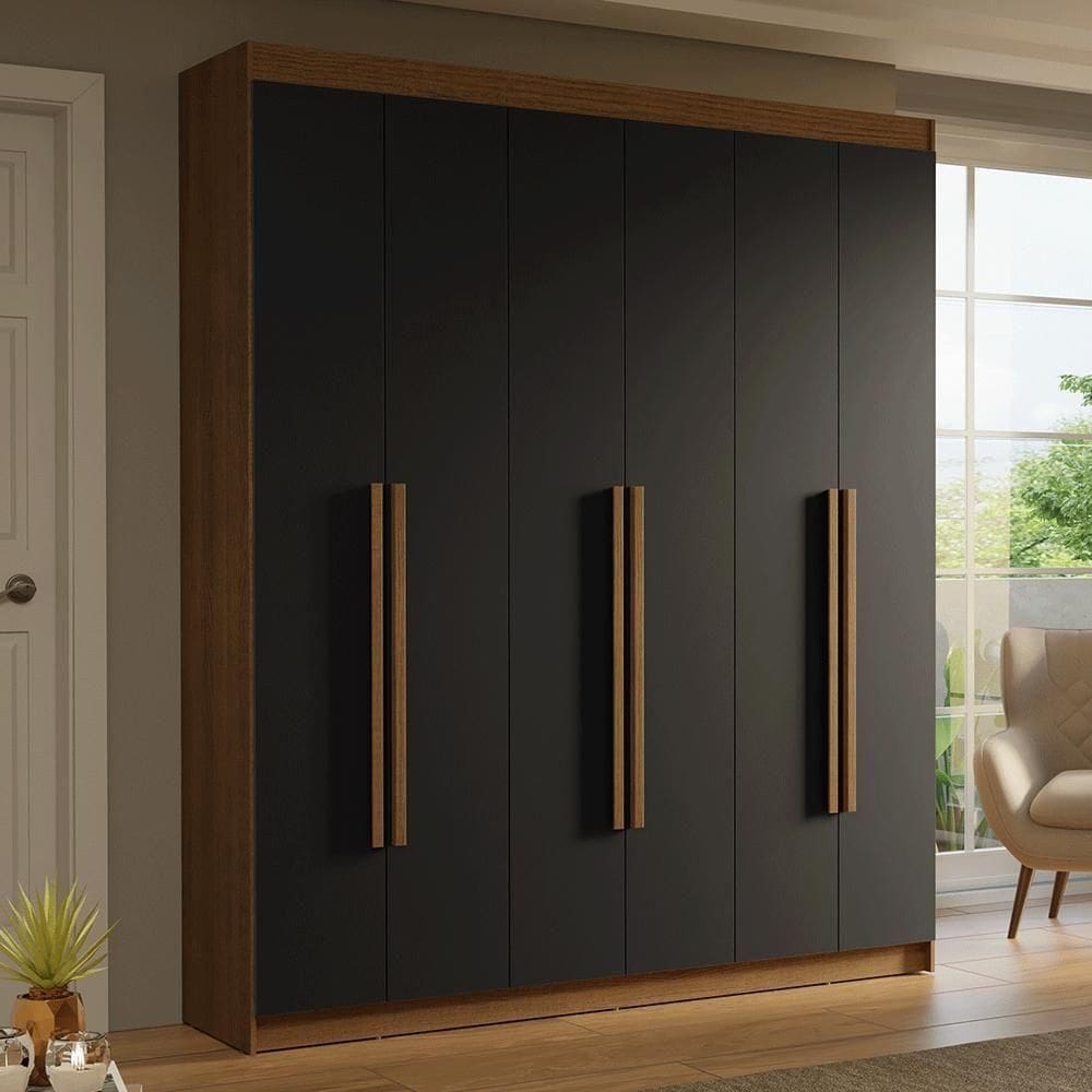 Guarda-roupa Casal 6 Portas Batentes Saturno Madesa Rustic.
