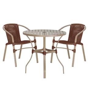 02 Cadeiras Floripa E Mesa Roma 100cm Fendi Trama Marrom
