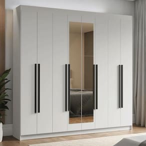Guarda-roupa Casal 8 Portas Batentes Com Espelho Madesa