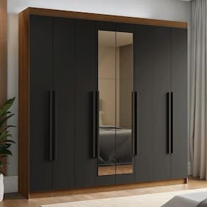 Guarda-roupa Casal 8Portas Batentes Com Espelho Madesa