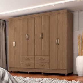 Guarda Roupa Casal Ambiente Porto 8 Portas Carvalho Oak Móveis Leão