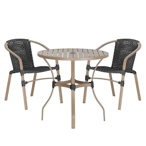 02 Cadeiras Floripa E Mesa Roma 100cm Fendi Trama Preto