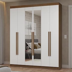 Guarda-roupa Casal 6 Portas Batentes Espelho Netuno Madesa