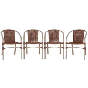 04 Cadeiras Floripa Aluminio Pintura Fendi Trama Marrom