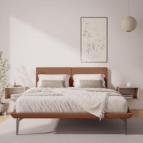 Estrutura Para Cama Japonesa Toquio Casal Com Cabeceira Almofada Linho Telha