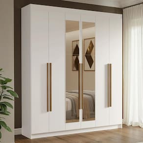 Guarda-roupa Casal Com Espelho Venus Madesa Branco/rustic
