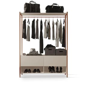 Closet Estilo Industrial Dallas 2 Gavetas Klm Móveis Bronze Com Off White
