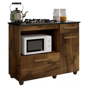 Balcão para Cooktop Violeta 5 Bocas Ipê - Kaiki Móveis