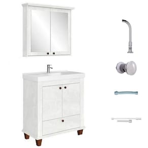 Conjunto Completo de Banheiro Bosi Valência 3 Peças, Cristal, 80 cm