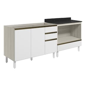 Balcao Pia e Balcao Forno MDF Kali Bianco Toq Branco Uv Nicioli