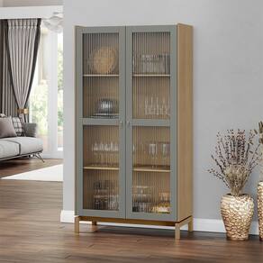 Cristaleira 1,90 2 Portas Barcelona Madeira Maciça 2158VZ Oak Ferrolack Finestra