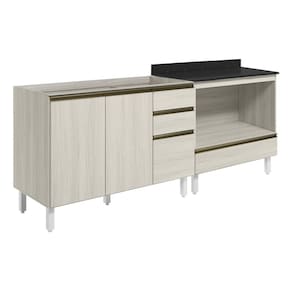 Balcao Pia e Balcao Forno MDF Kali Bianco Toq Bianco Toq Nicioli