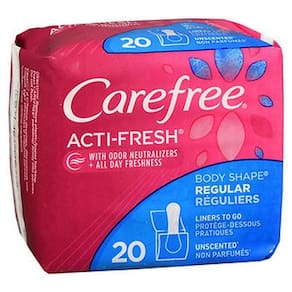 Carefree Acti-Fresh Body Shape Pantiliners regulares sem perfume 20 cada da Carefree (pacote com 4)