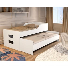 Cama Bicama Reforçada Solteiro Com Rodízios – Modelo Elis Mdf Alta Qualidade