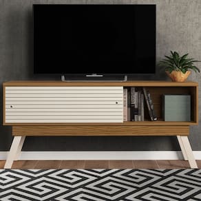 Rack para TV Até 65 Polegadas Stock 2 Portas Naturalle/Off White - Pnr Móveis