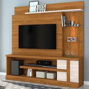 Estante para TV Até 55 Polegadas Sena 1 Porta 4 Prateleiras Naturalle/Off White - Pnr Móveis