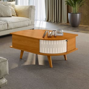 Mesa de Centro Colts 2 Portas Cinamomo/Off White - Pnr Móveis