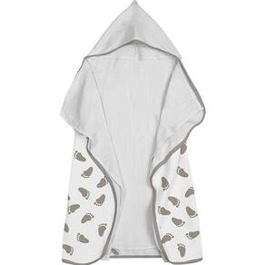 Toalha Baby C/ Capuz Tecebem Estampada C/ Fralda Mia Branco