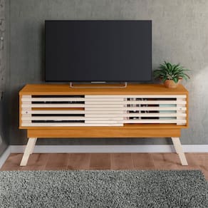 Rack para TV Até 65 Polegadas Stock 2 Portas Cinamomo/Off White - Pnr Móveis