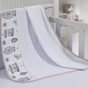 Cueiro Simples Tecebem Baby Malha 100% Algodão Estampa Jean 80cm X 90cm Branco