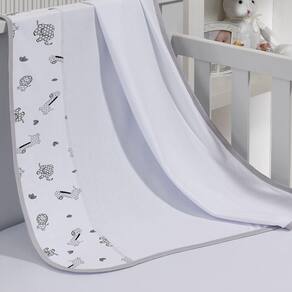 Cueiro Simples Tecebem Baby Malha 100% Algodão Estampa Leon 80cm X 90cm Branco