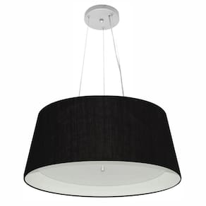 Lustre Pendente Cone Md-4015 Cúpula Forrada em Tecido 25/60x50cm Preto / Branco - Bivolt
