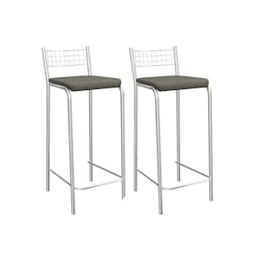 Banqueta Sala de Jantar Gênova 2B705CR Aço Kit 2 Un Cromado/Linho Escuro - Kappesberg