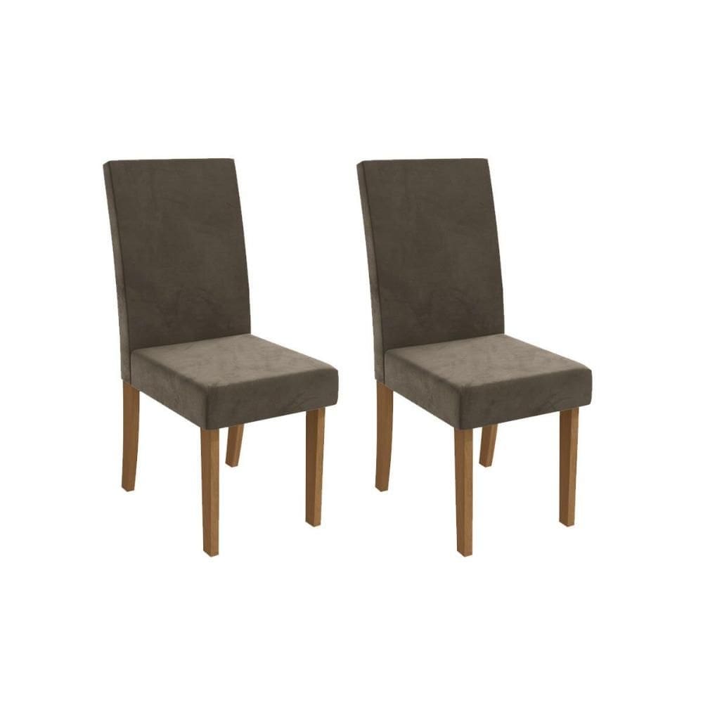 Cadeira de Cozinha Dália 2CAD131 Madeirado Kit 2 Un Canela/Suede Capuccino - Kappesberg