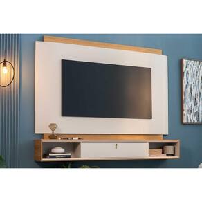 Painel Quarto p/ TV até 75 Pol Havana c/ 1 Porta e 2 Nichos 200x163cm Tauari/Off White Fosco - Linea Brasil