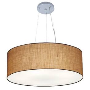Lustre Pendente Cilíndrico Md-4070 Cúpula em Tecido 80x30cm Palha - Bivolt