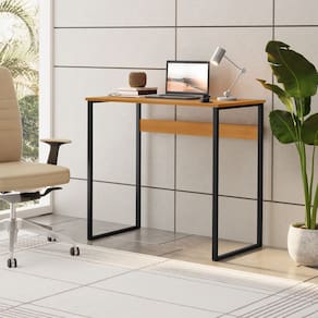 Escrivaninha De Aço Industrial Prática Com Tampo Em MDF Eco