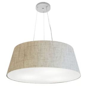 Lustre Pendente Cone Md-4072 Cúpula em Tecido 30/80x65cm Rustico Bege - Bivolt